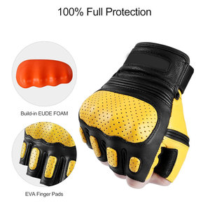 Guantes de Motocicleta sin Dedos de Cuero, Protección Completa, Antideslizantes, Acolchados, para Ciclismo, Gimnasio, Diseño Personalizado - Product Image 3