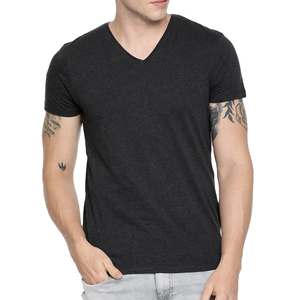 Camiseta de Cuello en V para Hombre, Colores Sólidos, Manga Corta, 250 GSM, Algodón Grueso, Lisa, Camiseta de Cuello en V para Hombre, Venta al por Mayor - Product Image 6