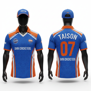 Maillot de cricket pour hommes 180 GSM en polyester respirant, design à panneaux latéraux violet et jaune, sublimation personnalisée, logo d'équipe, nom et numéro - Product Image 6
