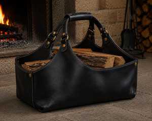 Sac de transport pour bûches en bois véritable en cuir, robuste, fait main, vintage, pour cheminée, LWC-0008 - Product Image 5