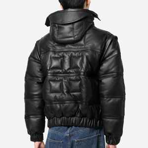 High Quality Customized Oversized Leather Puffer Jacket Men Wholesale <b>Bubble</b> <b>Coat</b> Padded Logo Winter Custom High Street - Product Image 5
