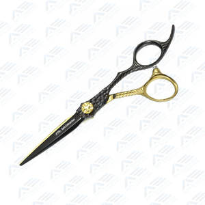 Ciseaux de coiffeur dorés et noirs à lame tranchante en acier inoxydable allemand de qualité supérieure pour salon de coiffure - Product Image 5