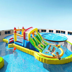 Château gonflable d'extérieur de qualité export, installation rapide et facile, toboggan aquatique, matériau PVC, 370x330x200cm, CPC - Product Image 6