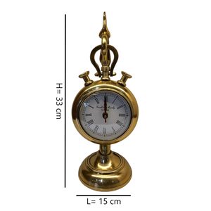 Horloge de bureau circulaire en laiton, design traditionnel, mouvement électronique, fonction de projection silencieuse à quartz, affichage par aiguilles - Product Image 6