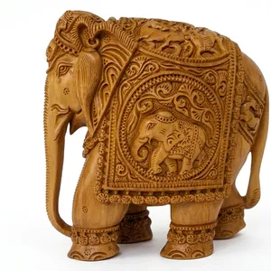 <b>Elephant</b> Sculptures Sandalwood <b>Elephant</b> Carved Sandalwood <b>Elephant</b>-Folk Art Eco-Friendly Japan - Product Image 3