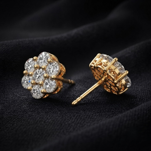 Pendientes de Plata de Ley 925 con Moissanita en Forma de Flor, Chapados en Oro, Brillantes, Estilo Vintage, para Compromiso, Aniversario, Boda, Fiesta - Product Image 2