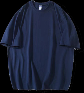 Camiseta de Manga Corta para Hombre, Cuello Redondo, Color Azul Marino, Corte Holgado, Estilo Casual, Tejido de Punto, 100% Algodón - Product Image 1