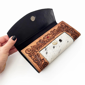 Portefeuille-pochette pour femme en cuir véritable 100% fait main, personnalisé, avec gravure géométrique, porte-cartes, outillage à la main, portable - Product Image 2