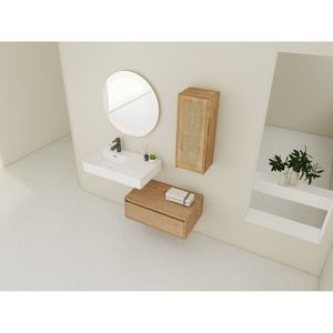30-Inch Wall Mounted Bathroom Vanity Resin Sink Soft-Close Drawer 09430IMO 30L SC00512IMO C <b>Side</b> Cabinet Included (KD Packing) - Product Image 6