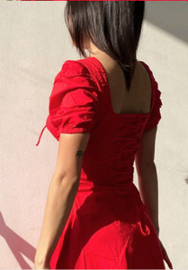 Vestido Bustier Rojo Sólido Asimétrico Informal para Mujer, Atuendo Perfecto para Fiestas Nocturnas, Estilo Moderno, Cómodo y a la Moda para el Verano - Product Image 3