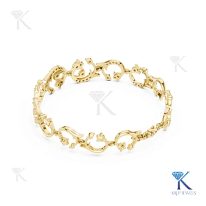 Luxury Lab Grown Diamond Filled Round Brilliant Cut Ornate Scroll Bracelet 14K <b>Solid</b> <b>Gold</b> Fine Unisex Vintage Jewelry Gift Party - Product Image 2