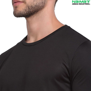 เสื้อยืดแขนสั้นสีดำสำหรับผู้ชาย ไนมาท์ ผ้าฝ้าย 100% ทรงเข้ารูป คอกลม ลำลอง ผ้าเจอร์ซีย์ถัก สีพื้น - Product Image 6