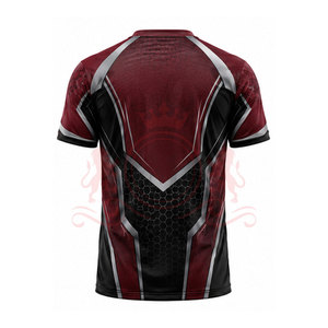 Camiseta de Fútbol Geométrica Roja y Negra para Hombre, Manga Corta, Cuello Redondo, Poliéster que Absorbe la Humedad, Ajuste Atlético, para Todas las Temporadas - Product Image 4