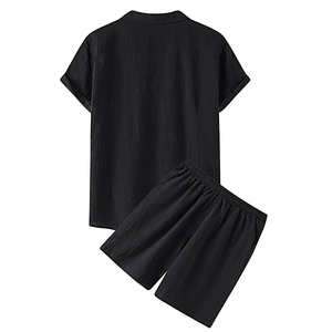 Conjunto de Dos Piezas para Hombre, Verano, Ligero, Camiseta de Manga Corta y Pantalones Cortos, Cómodo, Informal, Estampado Urbano, 100% Algodón con Logotipo - Product Image 3