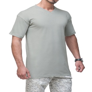 T-shirts décontractés pour hommes en jersey uni, 200 grammes, coupe classique, manches courtes, col en V, respirant, séchage rapide, écologique - Product Image 3