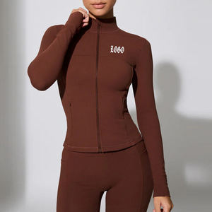 Chaqueta de Yoga Ligera de Nailon y Spandex para Mujer, Elástica, con Cierre Completo, Ropa Deportiva, Top para Entrenamiento, OEM - Product Image 3