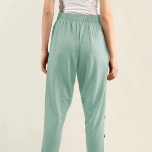 Women's Mint Green <b>Harem</b> Pants Elastic Waist Ankle-Length Loose Fit Casual Spring Knitted Solid Color Button Detail - Product Image 6