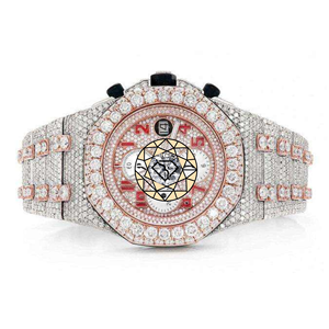Reloj Cronógrafo Estilo Hip Hop Americano con Incrustaciones de Diamantes, Reloj de Lujo con Bisel de Diamantes Moissanite, Reloj de Pulsera de Acero Inoxidable Premium - Product Image 1