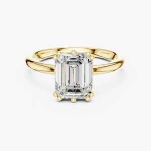 Anillo de Compromiso de Oro Amarillo de 9K con Diamante Cultivado en Laboratorio de Corte Ovalado de 2.08CT y Tres Piedras Laterales Redondas, Venta al Por Mayor - Product Image 1