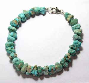 Perles de pierres précieuses en turquoise brute non polie avec fermoir en argent sterling 925, vente en gros - Product Image 6