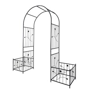 Arco da Giardino in Metallo Nero 79.5 L x 86.6 H con Due Supporti per Piante Rampicanti, Traliccio/Portico per Rose da Esterno - Product Image 4