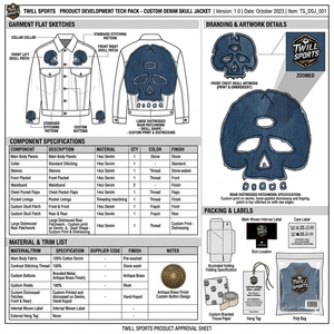 Veste en jean personnalisée pour homme, effet usé, avec patch crâne, style streetwear vintage, en denim bleu - Product Image 5