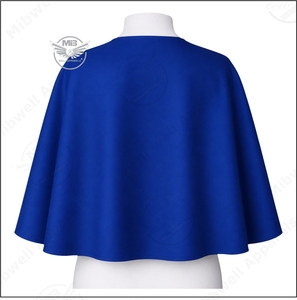 เสื้อคลุมผู้หญิงแบบสั่งทำพิเศษ สีน้ำเงิน ทรงไม่สมมาตร เป็นมิตรต่อสิ่งแวดล้อม พร้อมผ้าคลุมไหล่ขนสัตว์วินเทจ แต่งกระดุม ลายเรียบ สำหรับใส่ในชีวิตประจำวัน - Product Image 2