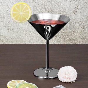 Copa de Vino de Acero Inoxidable Plateada y Dorada Reine International, Venta al por Mayor, para Cócteles y Martini, 250 ml, Apta para Lavavajillas - Product Image 1