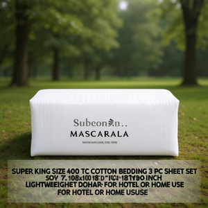 Super King Size 400 TC Cotton <b>Bedding</b> 3 Pc Sheet <b>Set</b> 108x108 Inch Soft Lightweight Dohar for Hotel or Home Use - Product Image 3