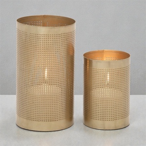 Cylinder <b>Brass</b> Candle Holder Set Heat Resistant Home Decoration <b>Lanterns</b> - Product Image 2