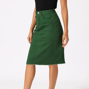 Summer New Women's Long Denim Skirt Vintage Cotton High Waist Skirt Women's Straight Tube <b>Large</b> A-line Pencil Skirt= - Product Image 2