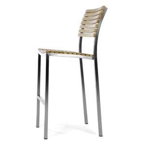 Ensemble de bar d'extérieur contemporain en teck avec structure en aluminium et sièges rembourrés pour usage en jardin, fabriqué en Indonésie - Product Image 4