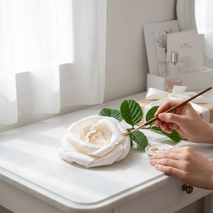 Fleurs en bois Sola VADEE faites à la main, durables, ROSE LALA, fleurs en bois Sola 8,5 CM, tige en fibre de plante Sesbania de Thaïlande - Product Image 5