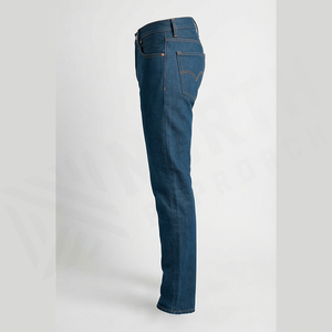 Jean en denim coupe droite délavé foncé pour homme, taille haute, coupe slim, en coton, style décontracté, pantalon d'automne - Product Image 3