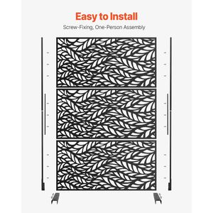Divisorio per Esterni in Metallo da 119,4 cm L x 182,9 cm H, Autoportante a 3 Pannelli, Pannelli Decorativi per la Privacy da Esterno a 3 Pannelli - Product Image 5