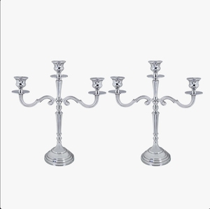 Candélabre en métal argenté poli à 5 bras, fait main, écologique, élégant, porte-bougie en forme de branche pour centre de table de mariage - Product Image 2