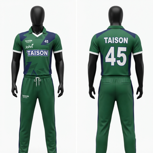 Camiseta de Cricket para Hombre, 240g, Premium, Transpirable, Corta, de Poliéster Interlock, Verde con Paneles Laterales Blancos, Impresión Personalizada por Transferencia de Calor - Product Image 5