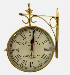 Vintage Iron Railway Round Analog Quartz <b>Battery</b> Powered Pendulum Style Metal Hanging Wall <b>Clock</b> for Living Room Decor - Product Image 1