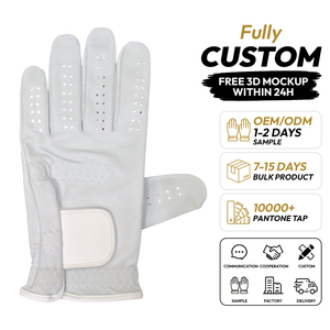 Gants de golf unisexes minimalistes en cuir Cabretta blanc uni, respirants et anti-humidité, équipement sportif professionnel - Product Image 1
