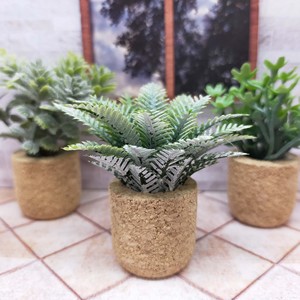 Accesorios para casa de muñecas en miniatura, adorno en maceta de imitación de planta verde escarchada blanca de corcho, decoración en miniatura para mayores de 14 años - Product Image 5