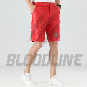 กางเกงขาสั้นผู้ชายสีดำเคลือบ PU เอวยางยืด สไตล์ลำลอง มีกระเป๋าเพื่อความสะดวก กางเกงขาสั้นเบอร์มิวดาเคลือบ PU - Product Image 5