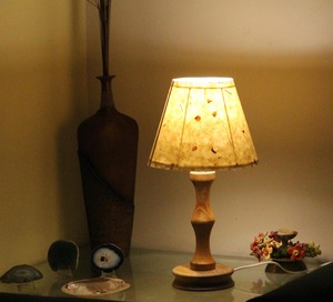 Handcrafted Wooden <b>Table</b> Lamp with Hemp Fiber and Grass Flower Petals Exuding Elegant Light Shade - Product Image 3