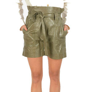 กางเกงขาสั้นหนังวัวแท้ 100% สีธรรมชาติ สไตล์วินเทจ ขนาดปกติสำหรับผู้หญิง มีหลายขนาดให้เลือก - Product Image 5