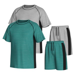 Conjunto Deportivo para Hombre, Camiseta y Pantalones Cortos con Bloques de Color, Cuello Redondo, Secado Rápido, Poliéster y Elastano, Ropa de Verano - Product Image 6