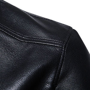 Chaqueta de Cuero Genuino para Hombre, Chaqueta de Cuero de Moda con Cierre para Invierno, Chaqueta de Cuero Casual para Hombre para Primavera y Otoño - Product Image 6