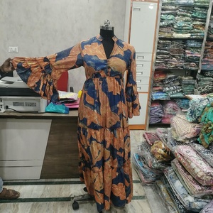 Women Boho Floral Print <b>Maxi</b> <b>Dress</b> V Neck Bell <b>Sleeve</b> Empire Waist Tiered Long Casual <b>Summer</b> <b>Dress</b> - Product Image 4