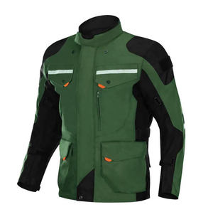 Blouson de moto pour homme à manches longues, vert et noir, coupe-vent, en textile, équipement de sécurité, toutes saisons, style adulte - Product Image 1