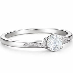 Bague en argent sterling 925 avec une seule pierre, style contemporain, bague en argent massif pour femmes, bijoux tendance - Product Image 1