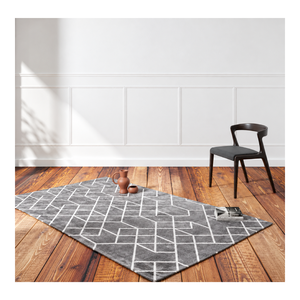 Alfombra de viscosa hecha a mano con diseño diagonal, alfombra de lujo con textura suave, alfombra contemporánea para área de estar. - Product Image 2