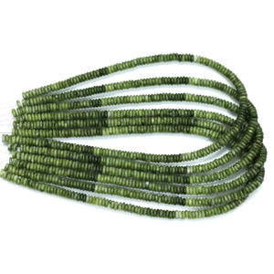 Perles plates rondes en jade vert olive naturel 5-6 mm, brin de 15 pouces, perles de pierre précieuse verte lisse, fournitures pour la fabrication de bijoux - Product Image 2